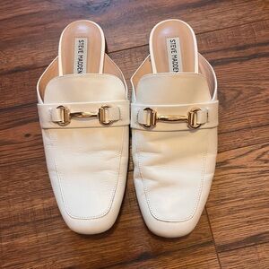 Steve Madden Cream Mules with Gold Accent